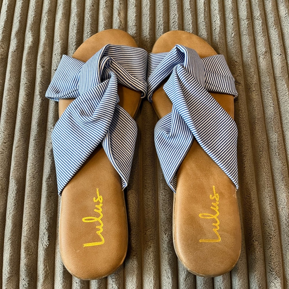 Lulus blue & white sandals. Size 10